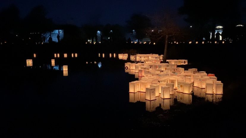 Hundreds of floating lanterns were released at the Cameron Art Museum. (Spectrum News 1/Natalie Mooney)